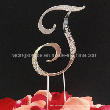 Diamante Parcial Francesa Font Letter Bolo De Casamento Topper Para Decoração De Casamento